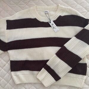 Garage brown and cream Striped Sweater